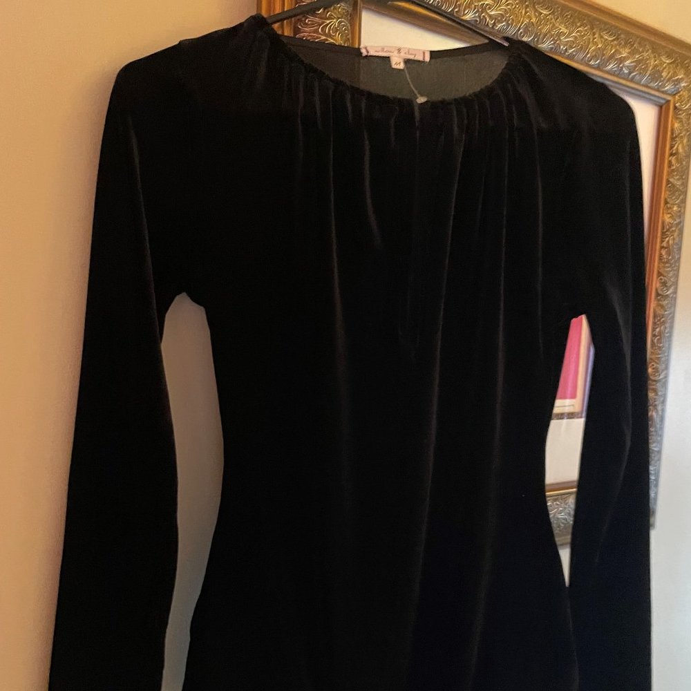 Willow & Clay Black Velvet Bodysuit - Medium